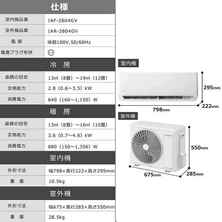 楽天市場】エアコン 10畳 工事費込 アイリスオーヤマ 2.8kw 温度管理 