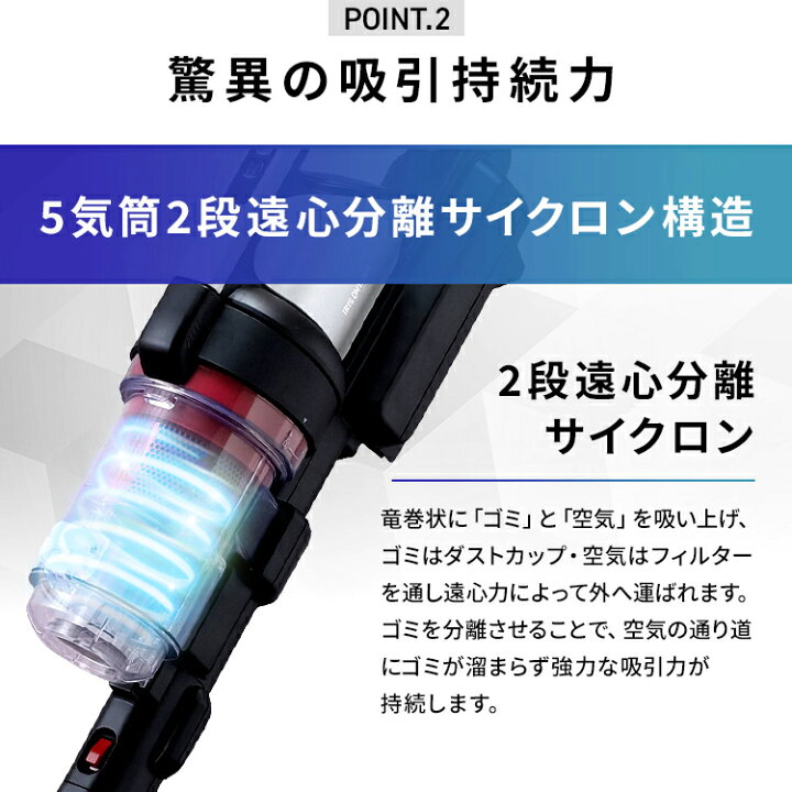 楽天市場】掃除機 コードレス サイクロン アイリスオーヤマ 自走式 