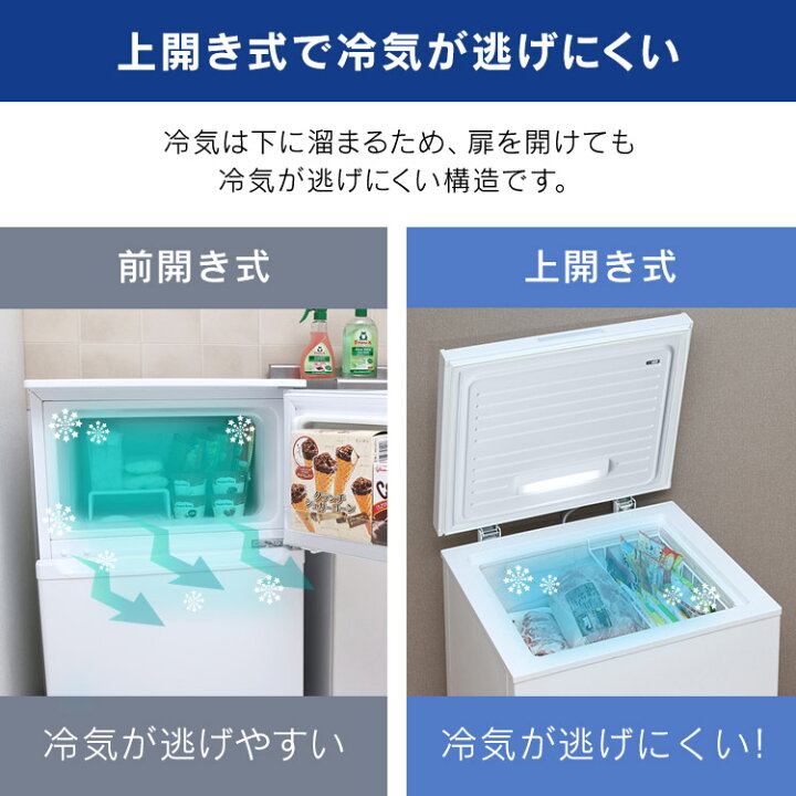 楽天市場】冷凍庫 小型 100L アイリスオーヤマ 冷凍庫 上開き 上開き式 