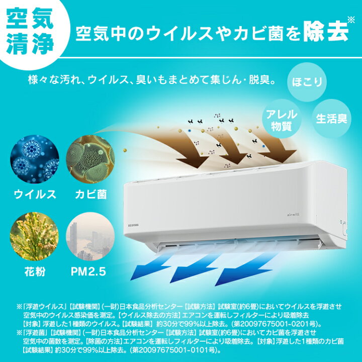 楽天市場】エアコン 空気清浄 12畳 工事費込 アイリスオーヤマ 内部 
