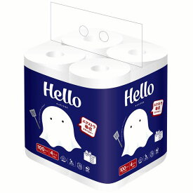 キッチンペーパータオル キッチンへーパー キッチンタオル ハロー キッチンタオル 100カット×4ロール 8526 キッチンロール ペーパータオル ハンドタオル クッキングペーパー 料理 手拭き 水切り