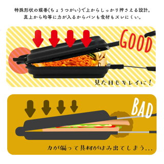 【楽天市場】ホットサンドメーカー シングル 直火 鉄 耳まで具沢山 ほっとさんどめーかー ホットサンド ホットサンド用 直火式 両面焼き