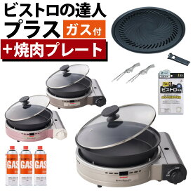 【焼肉プレートセット】★楽天1位★イワタニ カセットコンロ ビストロの達人プラス ＼レビューお米プレゼント／ 深型プレート付 シルバー ブラウン カセットフー CB-BST-PLS ガスコンロ 岩谷産業 岩谷 ビストロ グリルパン アウトドア（ラッピング不可）（デジタルライフ）