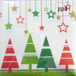 ペーパーナプキン[メール便OK] 星のオーナメントの下のツリー　10枚入りppd[ドイツ製]デコパージュ・ラッピングクリスマス・ツリー