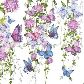 10枚ペーパーナプキン ランチサイズ バタフライ スプラッシュ Butterfly Splash PPD[Paper Products Design]ドイツ製紫 蝶 ちょうちょ フラワー