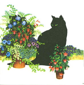 10���y�[�p�[�i�v�L�� �����`�T�C�Y �Ԃ���̍��˂� Black Cat Flower PPD[Paper Products Design]�h�C�c���l�R �L cat �t�����[ �t