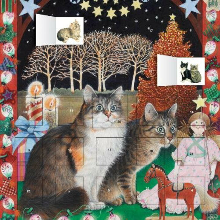 楽天市場】アドベントカレンダー シール入り二匹の猫と赤いツリー Lesley Anne Ivory's[flame tree publishing]  ねこ 猫 ネコ アイボリーキャッツ : ＫＡＤＥＲＩＡ