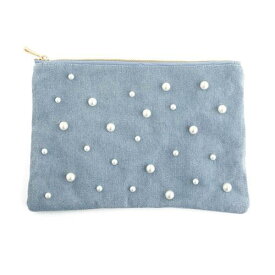 TIPPI　パールデニムクラッチ　ライトブルー 【Tippi】ティッピ Pearl Denim クラッチ化粧ポーチ クラッチバッグ キラキラ 夏