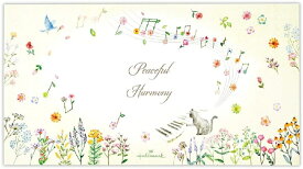 廃番在庫限り 一筆箋 ピースフルハーモニー HallMark ホールマーク 通年 一言便箋 14シート エンボス加工 箔加工 ヨコ罫 猫 キャット Cat