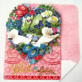 [Punch Studio]バレンタインカード　2匹の白鳩封筒付き パンチスタジオバレンタインコレクションメッセージ・ギフトカード鳥・小鳥・ハト