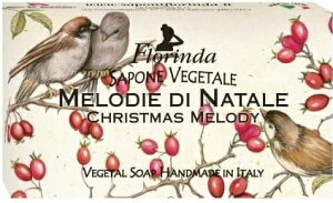限定フロリンダ フレグランスソープ クリスマスメロディー 赤い実と雀 鳥 バード 小鳥 イタリア石鹸 ギフトソープ ボディソープ ハンドソープ フェイスソープ サシェ