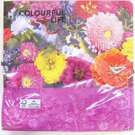 C-127　ペーパーナプキン3枚　rich flowers [COLOURFUL LIFE]カラフルライフ花々・写真・紙ナプキン・デコパージュ