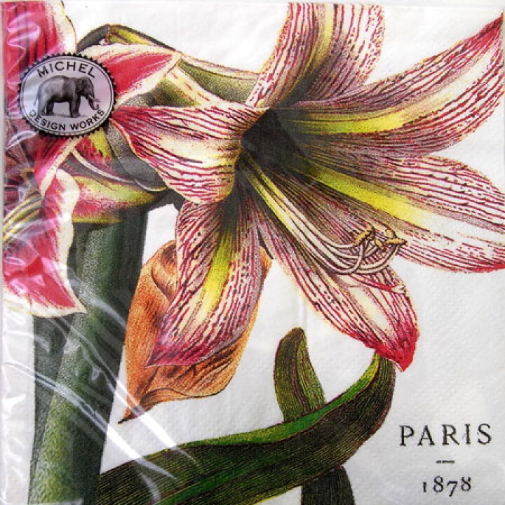 楽天市場 Michel Design Works 廃番在庫限り ペーパーナプキン メール便ok カクテルサイズ アマリリスフラワーズ2枚入り花柄 ペーパーナフキン 紙ナプキン デコパージュミッシェルデザインワークス ｋａｄｅｒｉａ