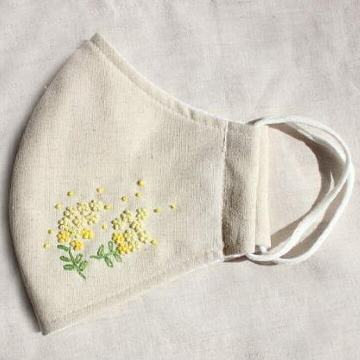 楽天市場 マスク ミモザ 手刺繍 布製 Zenma ハンドメイド刺繍 ベトナム刺繍 ｋａｄｅｒｉａ
