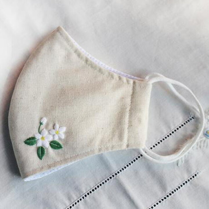 楽天市場】マスク ジャスミン 手刺繍 布製 Zenma ゼンマ ハンドメイド 