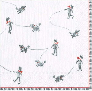 10枚ペーパーナプキン フランソワとフィフィ Fran?ois et Fifi Caspari カスパリ ランチサイズ 人とプードル フランス柄