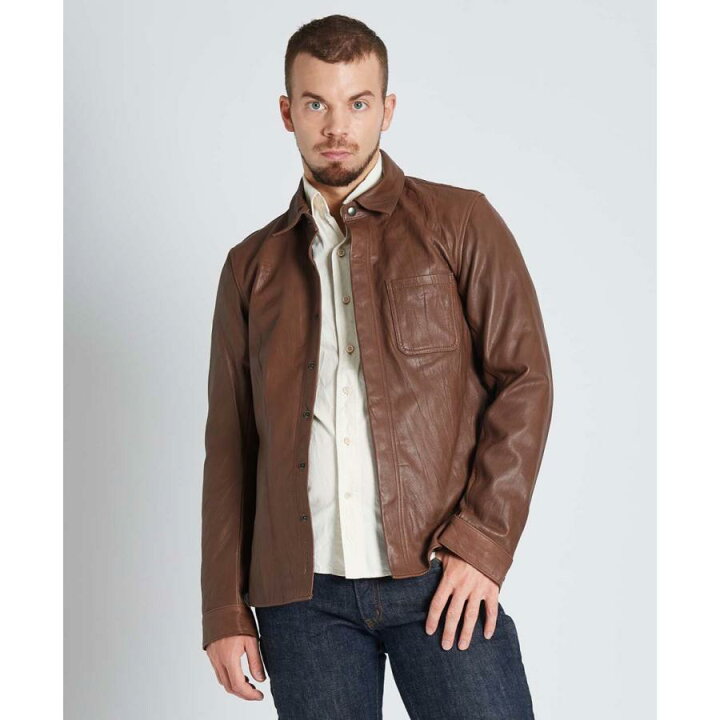 楽天市場】KADOYA LEATHER SHIRT STD / ブラウン カドヤ公式 楽天市場 