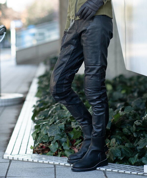 楽天市場】KADOYA LIGHT LEATHER PANTS / ブラック (レディース 