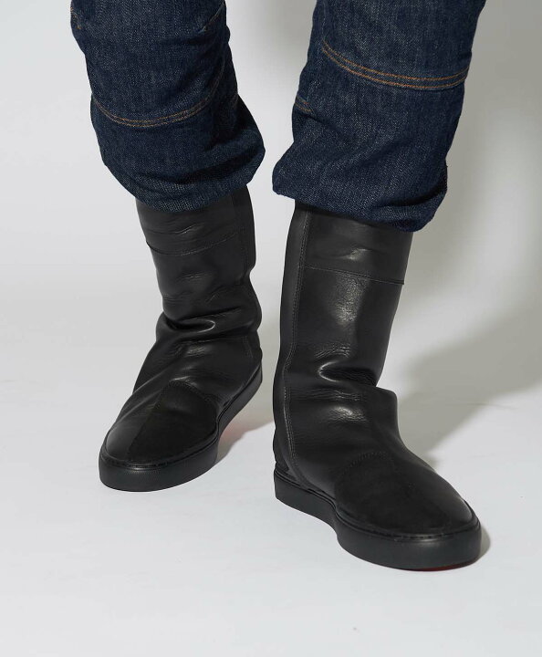 楽天市場】KADOYA LEATHER HIGH SNEAKER M2 / ブラック/ブラック  