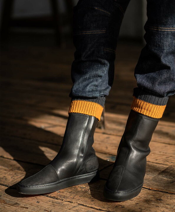 楽天市場】KADOYA LEATHER HIGH SNEAKER M2 / ブラック/ブラック  