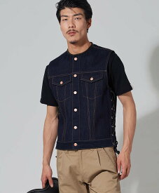 SOLID BIKER VEST / ネイビー【カドヤ 公式】KADOYA ONLINE楽天市場店