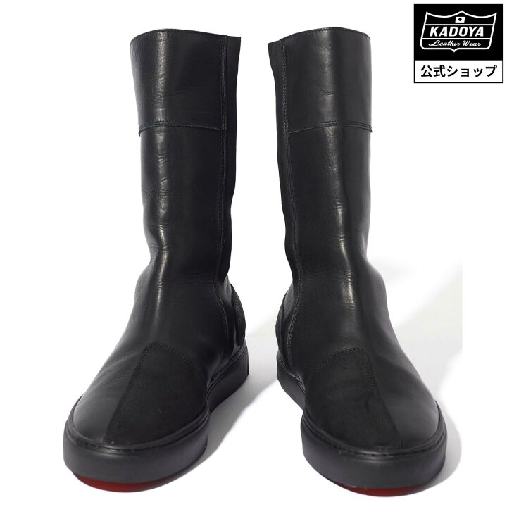 楽天市場】KADOYA LEATHER HIGH SNEAKER M2 / ブラック/ブラック  
