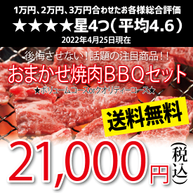おまかせ焼肉バーベキューセット(21,000円)送料無料 BBQ 幹司さん楽々 かどや牧場 国産牛【福袋】