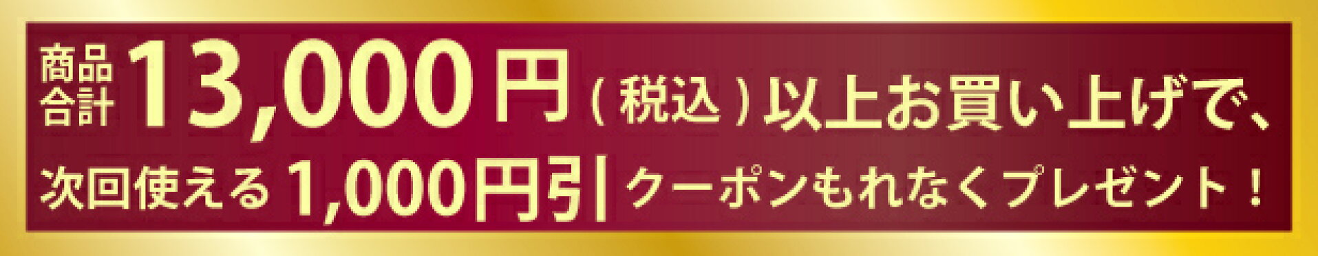 13000円(税込)以上買うと次回使える1000円クーポンプレゼント！