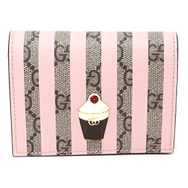 グッチ GUCCI GGスプリーム カードケース ウォレット コイン＆紙幣入れ付き アイスクリーム 701489 ピンク ベージュ 未使用品