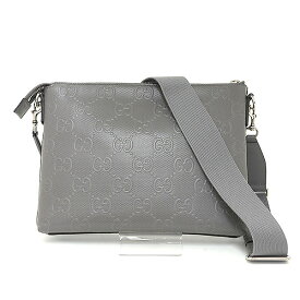 グッチ GUCCI GGインボス ミディアム メッセンジャーバッグ グレー 696009 レザー 2WAY 未使用品