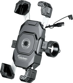 【スーパーSALE期間☆ポイント2倍】 バイク スマホホルダー QI ワイヤレス充電 防水 USB電源 携帯ホルダー バイク用 充電器 原付 オートバイ スクーター クイックホールド II QI USB