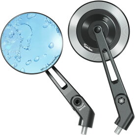 バイク ミラー バイクミラー 折りたたみ 10mm 8mm 左右セット 汎用 ブルーレンズ アルミニウム合金 車検対応 ブラックアルマイト 超撥水/視界クリア/眩しさ軽減/CNC防錆/ワイドビュー/多角度調整 シックスビジョン