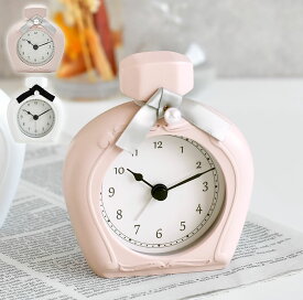 マルモ アラームクロック パフューム 置き時計 置時計 目覚まし時計 アナログ 時計 スイープムーブメント おしゃれ かわいい ガーリー 香水 パフューム 型 インテリア 時計 静か ホワイト 白 ピンク プレゼント ギフト モノトーン