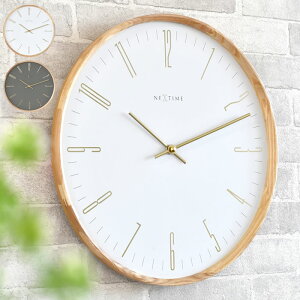 時計 掛け NEXTIME NXT-J008 NXT-J009 掛け時計 おしゃれ 静音 静か 木 シンプル 壁掛け ゴールド グレー ウォールクロック リビング ホワイト 秒針なし 寝室 インテリア スイープムーブメント