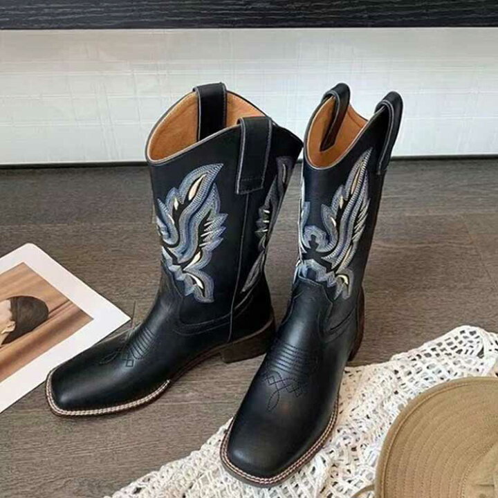 楽天市場】Vカット ミドルブーツ レディース ウエスタンブーツ  