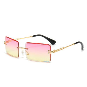 サングラス フチなし スクエア レディース 縁なし メガネ 眼鏡 紫外線対策 UV対策 おしゃれ