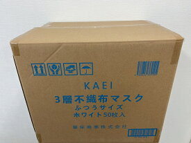 【JIS規格適合】KAEI3層立体プリーツマスク普通サイズ（約17.5×9.5cm）50枚入50箱セット・1ケース2500枚入・BFE/PFE/VFE99%高性能カットフィルター・送料無料