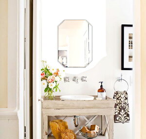 クリスタル ミラー 洗面鏡 浴室鏡 360x500mm エメラルド クリスタルカット 洗面 鏡 浴室 壁掛け ミラー 日本製 5mm厚 壁掛け鏡 ウオールミラー 防湿鏡 姿見 全身 洗面台 防湿 お風呂 ハロウィン