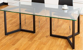 リビングテーブル ガラス 幅180cm リビング テーブル ガラス ダイニング 食卓 ハイテーブル オフィステーブル 会議テーブル リゾート テーブル ガラス製 硝子 アイアン リビング オフィス 四人掛け 長方形 角型 黒 ブラック おしゃれ 北欧