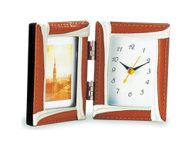 ＼今だけP2倍+送料無料!!／ ラム本革 時計付き フォトフレーム 写真立て フォトスタンド 置時計 写真 収納 本革 本皮 アンティーク ベビー 出産祝い 結婚祝い ラッピング ギフト包装 記念品 ノベルティ シンプル 高級 おしゃれ プレゼント お返し 北欧