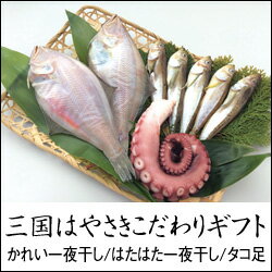 三国はやさきこだわりギフトB越前三國干物セットかれい一夜干し/はたはた一夜干し/タコ足(ボイル済)【冷凍】【送料無料】名産品
