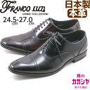 本革 ビジネスシューズ メンズ 3E 日本製 フランコルッチ FRANCO LUZI 2751 ブラック ワイン 歩きやすい 疲れない 内羽根 ストレートチップ ロングノーズ おしゃれ かっこいい 送料無料