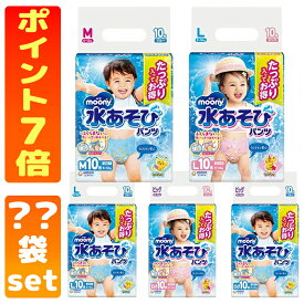 ムーニー 水あそびパンツ 男の子用　女の子用　ピンク ブルー M L ビッグ サイズ　水遊び　おむつパンツ　10枚入 ポイント7倍 【1、2、4袋セット】