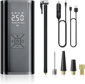 [2025最新モデル]充電式 コードレス　バイク　空気圧指定可　自動停止　Type-c出力ポート　急速充電　自動車/自転車/ボール/浮き輪/バイク対応電動空気いれ　空気いれ　電動 自転車　エアポンプ　充電式　バイク　サイクル