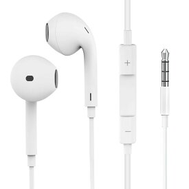 【2025新版】イヤホン 有線 マイク付き3.5mm ノイズキャンセリング 音量調整 通話対応 インナーイヤー型 ヘッドホン 3.5mmジャック iOS/Android/Samsung Galaxy/Windows/MP3/PC対応 白