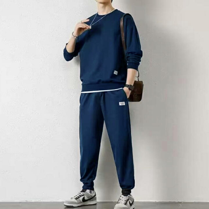 楽天市場】ロングパンツ セットアップ スウェット ジャージ上下 無地 