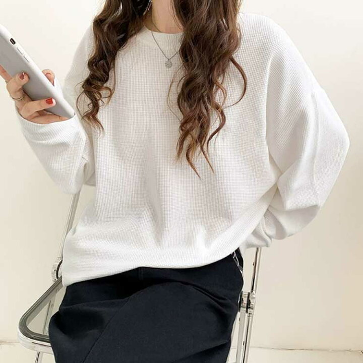 楽天市場】ワッフルtシャツ カットソー 黒 ブラック ロンT ワッフル t 
