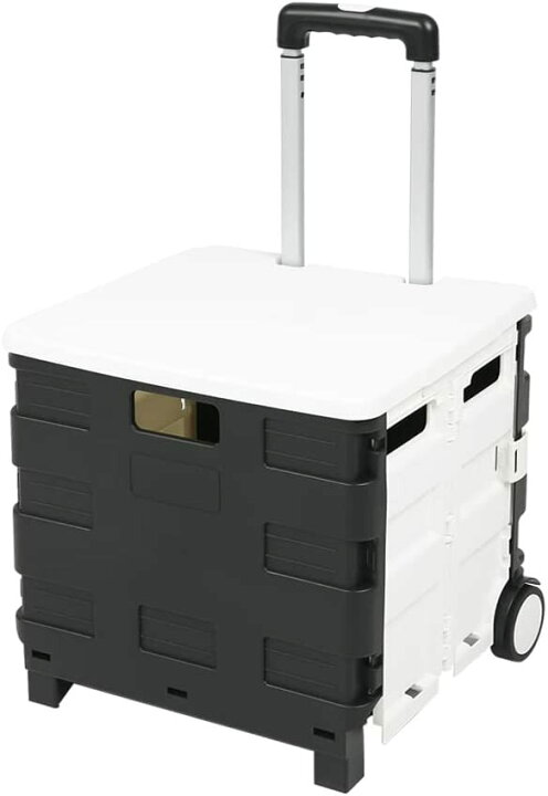 楽天市場】キャリーカート 折りたたみ ふた付き ショッピングカート ストッパー付き 360°回転 2輪静音キャスター 買い物カート アウトドア  耐荷重30KG 45L 軽量(2輪黒/黒+緑/黒＋白/ピンク/ブルー+ホワイト/緑/緑+白) : 嘉芸SHOP キャリーカート 折りたたみ ふた付き  ...