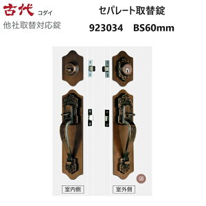 長沢製作所 古代 セパレート取替錠 923034 バックセット60mm 適合ドア厚30-40mm
