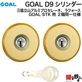 三協立山アルミプロセレーネ、ラフォースGOAL STK用 玄関 鍵(カギ) 交換 取替えD9シリンダー(2個同一セット)■標準キー5本付き■【送料無料】